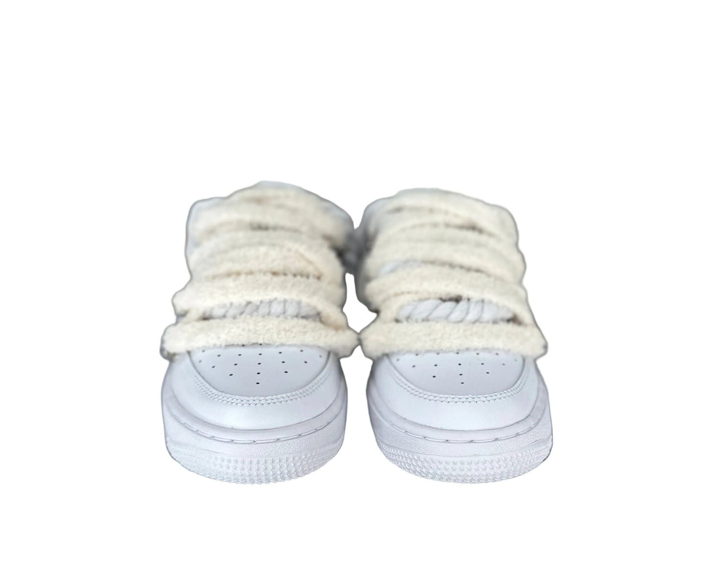 NIKE AIR FORCE 1 ‘07 ‘TRIPLE WHITE’ ‘CHIMNEY CAKE ROPE LACES COCONUT’