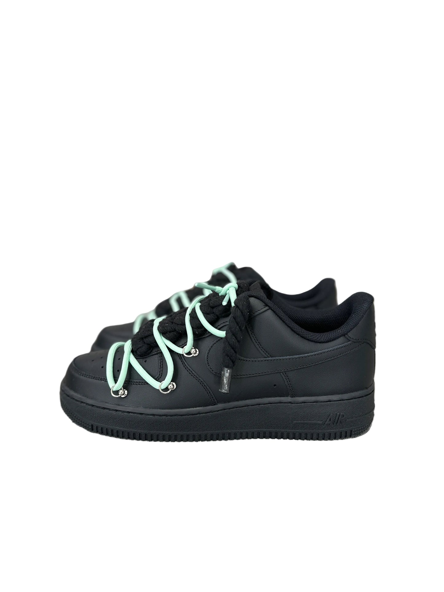 NIKE AIR FORCE 1 ‘07 ‘TRIPLE BLACK’ ‘DOUBLE LACES MINT’
