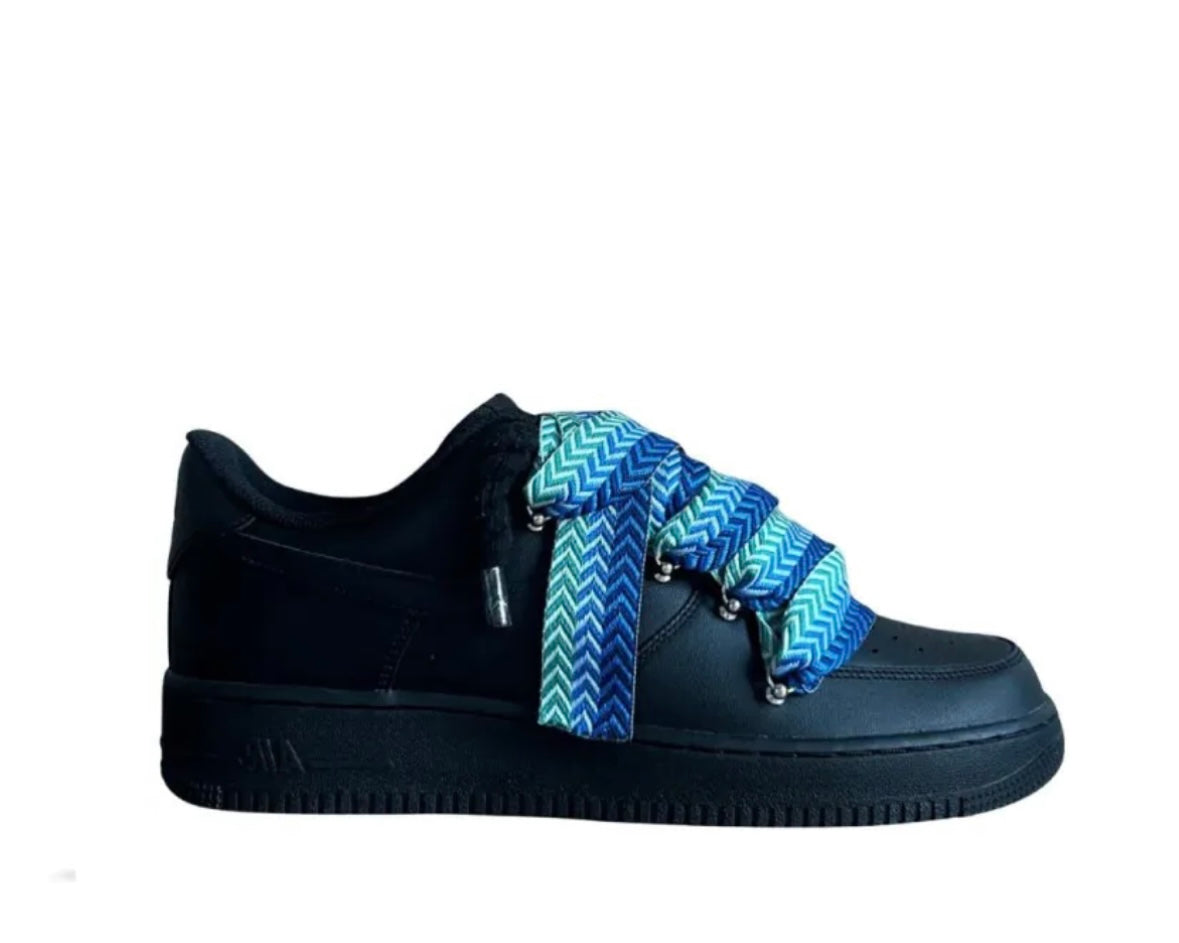 NIKE AIR FORCE 1 ‘TRIPLE BLACK’ ‘LANVIN ROPE LACE BLUE’