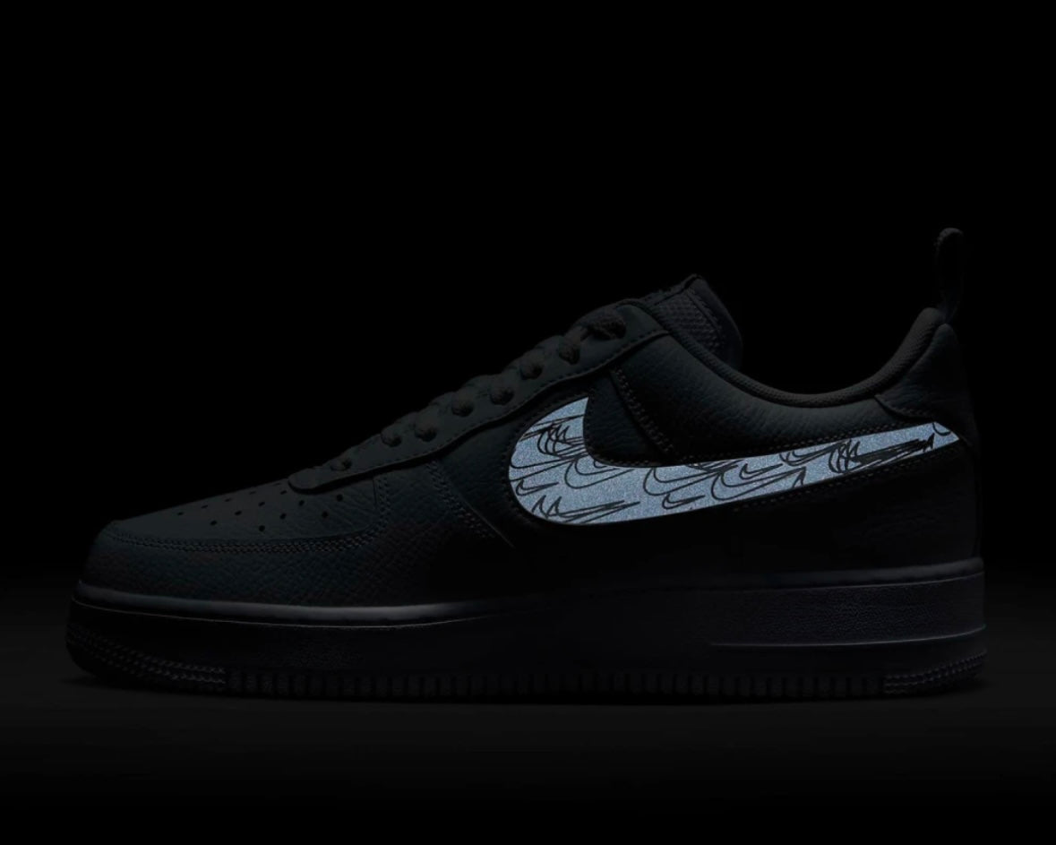 NIKE AIR FORCE 1 LV8 ‘REFLECTIVE SWOOSH - WHITE BLACK’