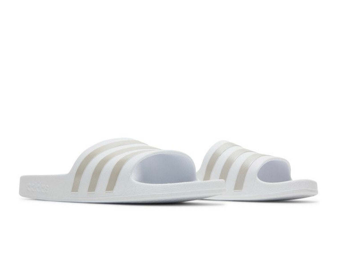 ADIDAS ADILETTE AQUA SLIDES ‘PLATINUM METALLIC’