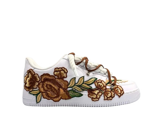 NIKE AIR FORCE 1 ‘07 ‘TRIPLE WHITE’ ‘BROWN ROSE ROPE DOUBLE LACES’