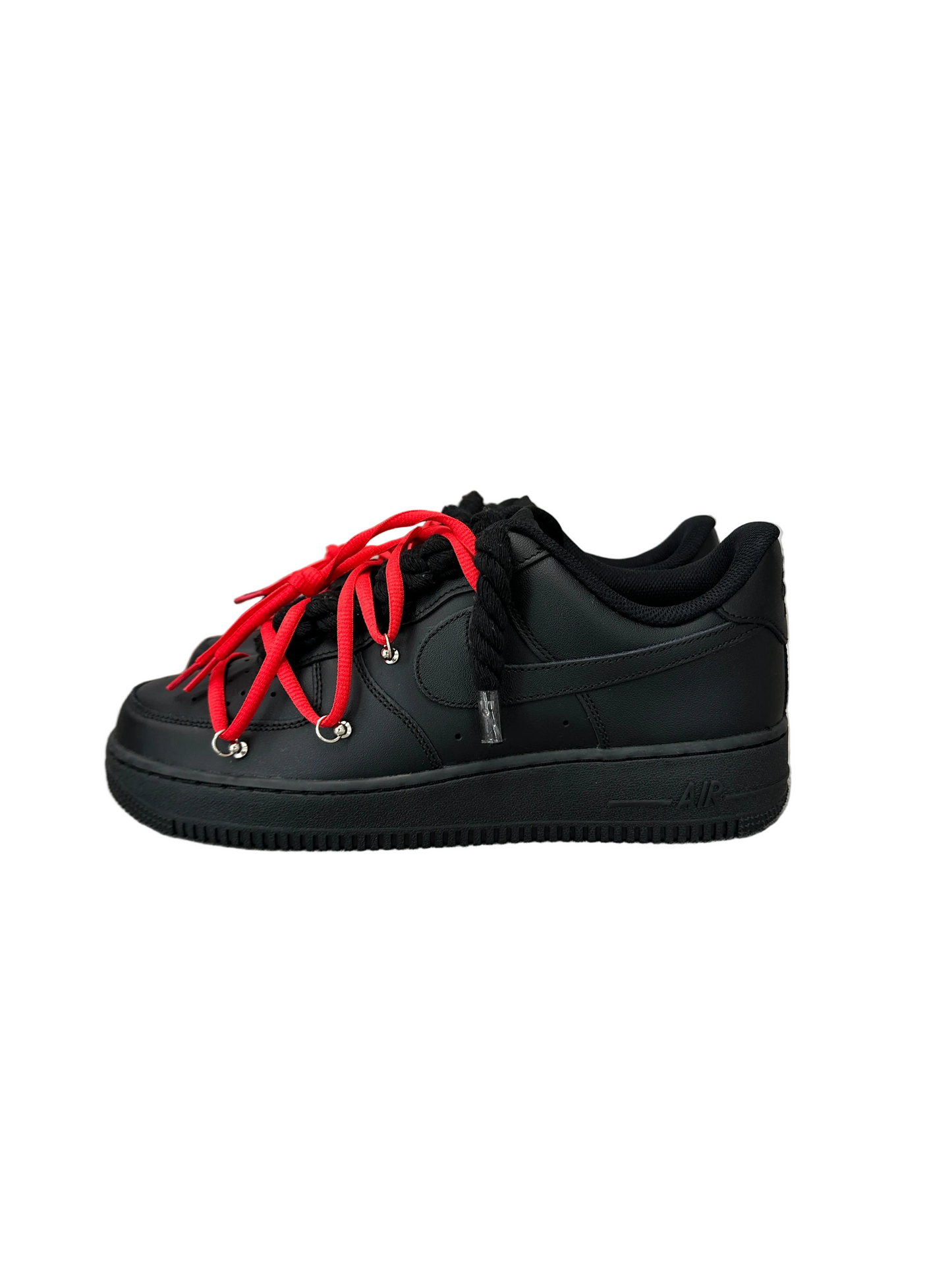 NIKE AIR FORCE 1 ‘07 ‘TRIPLE BLACK’ ‘DOUBLE LACES RED’