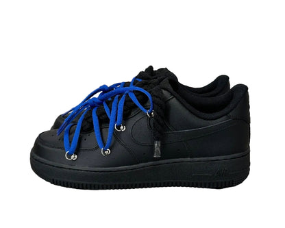 NIKE AIR FORCE 1 ‘TRIPLE BLACK’ ‘DOUBLE LACES NAVY’
