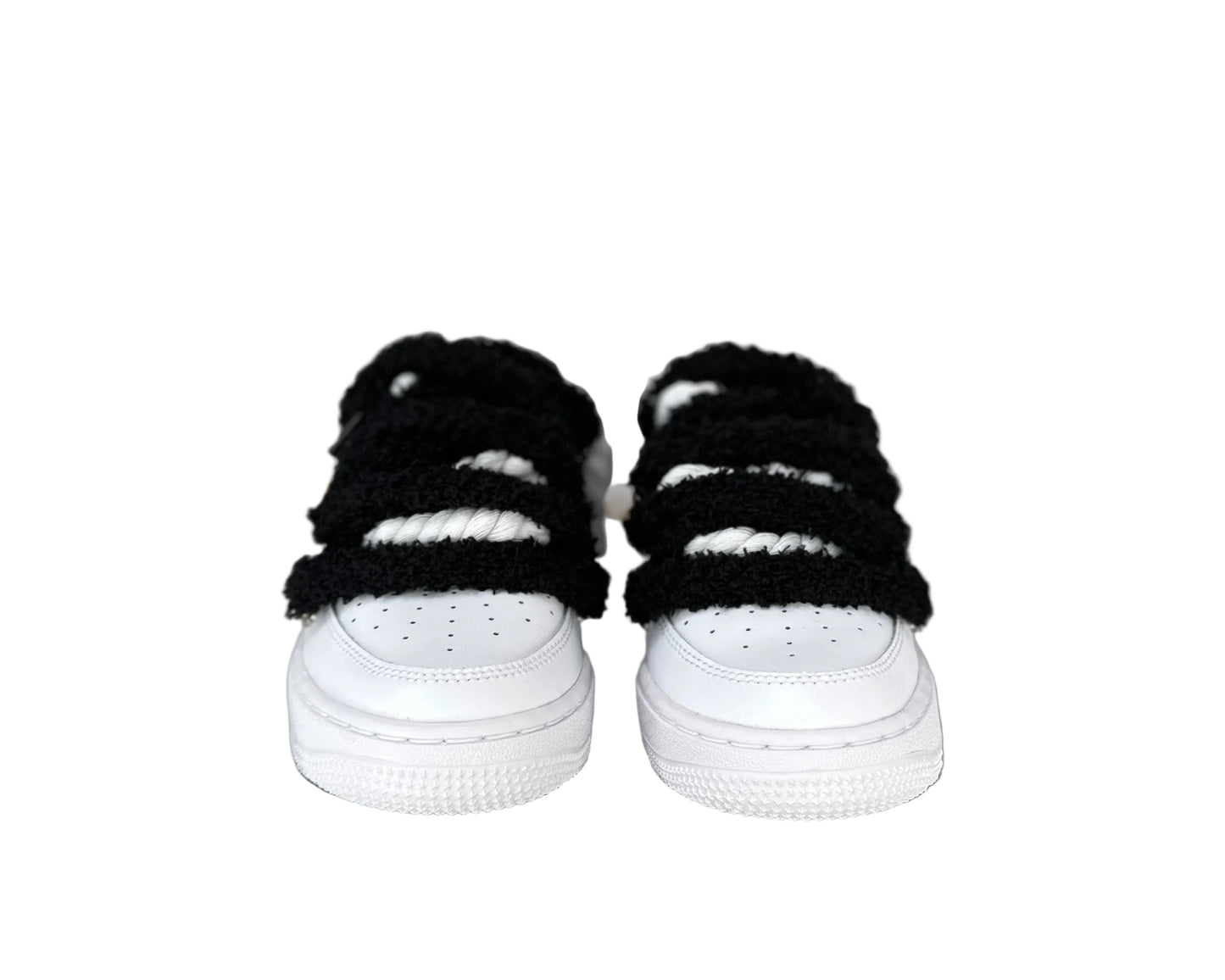 NIKE AIR FORCE 1 ‘07 ‘TRIPLE WHITE’ ‘CHIMNEY CAKE ROPE LACES BLACK’
