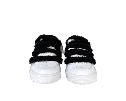 NIKE AIR FORCE 1 ‘07 ‘TRIPLE WHITE’ ‘CHIMNEY CAKE ROPE LACES BLACK’