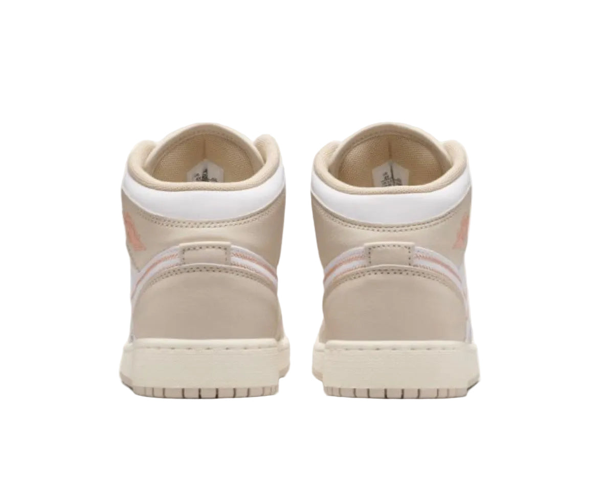 AIR JORDAN 1 MID SE GS ‘SAND DRIFT WHITE MADDER ROOT’