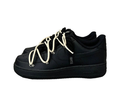 NIKE AIR FORCE 1 ‘07 ‘TRIPLE BLACK’ ‘DOUBLE LACES BEIGE’