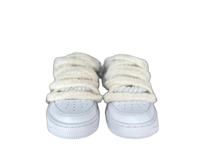 NIKE AIR FORCE 1 ‘07 ‘TRIPLE WHITE’ ‘CHIMNEY CAKE ROPE LACES COCONUT’