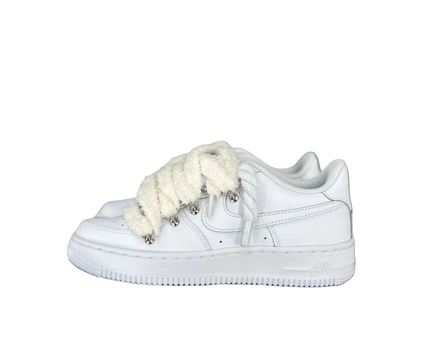 NIKE AIR FORCE 1 ‘07 ‘TRIPLE WHITE’ ‘CHIMNEY CAKE ROPE LACES COCONUT’