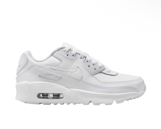 NIKE AIR MAX 90 LEATHER GS ‘WHITE METALLIC SILVER’