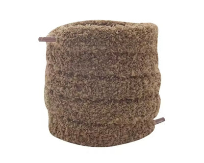 FLUFFY PLUSH LACES ‘BROWN’