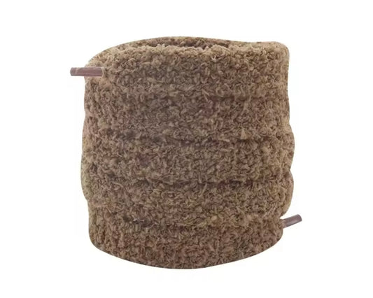 FLUFFY PLUSH LACES ‘BROWN’