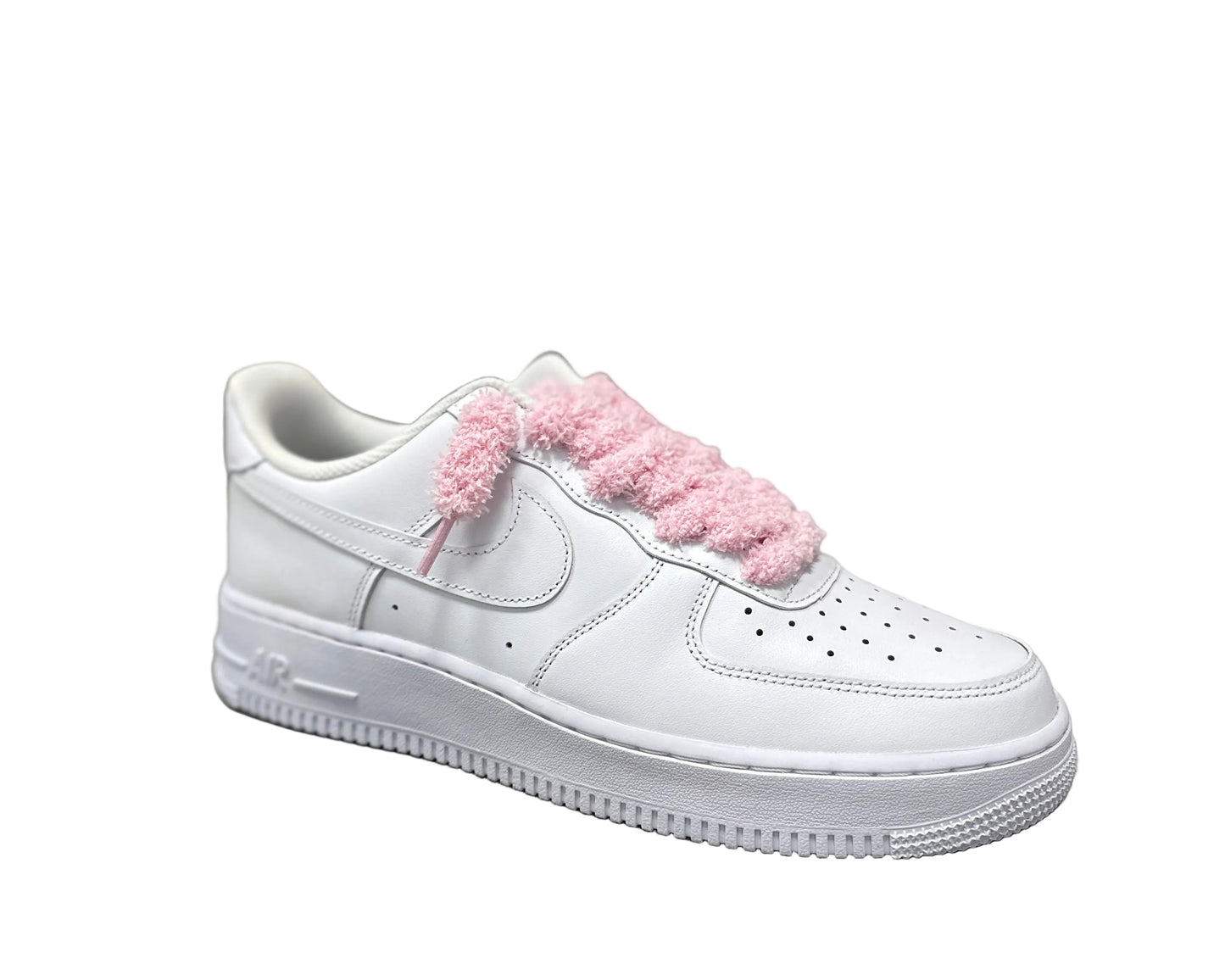 NIKE AIR FORCE 1 ‘07 ‘TRIPLE WHITE FLUFFY LACES PINK’