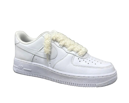 NIKE AIR FORCE 1 ‘TRIPLE WHITE FLUFFY LACES COCONUT’