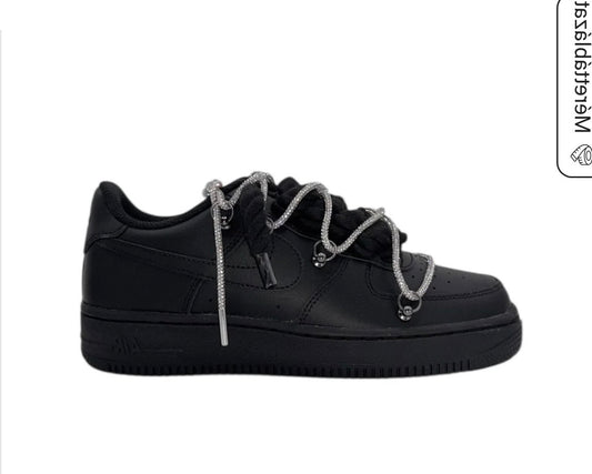 NIKE AIR FORCE 1 ‘07 ‘TRIPLE BLACK’ ‘DIAMOND BLACK ROPE LACES’