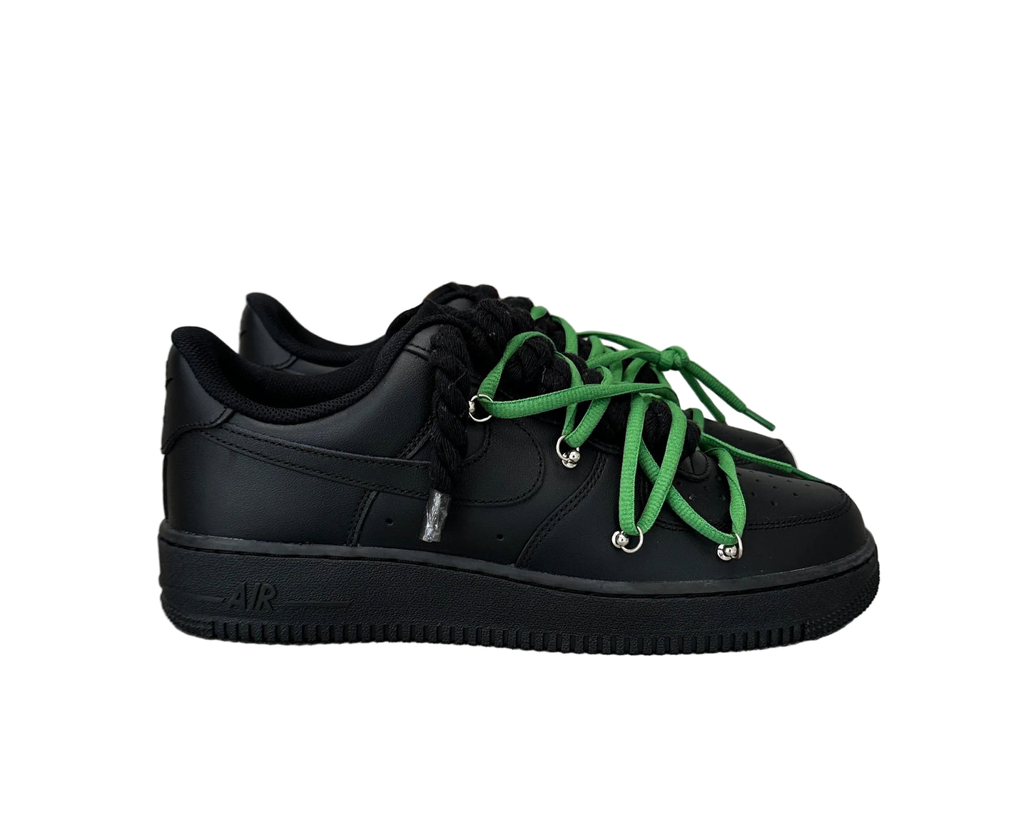 NIKE AIR FORCE 1 ‘07 ‘TRIPLE BLACK’ ‘DOUBLE LACES GREEN’